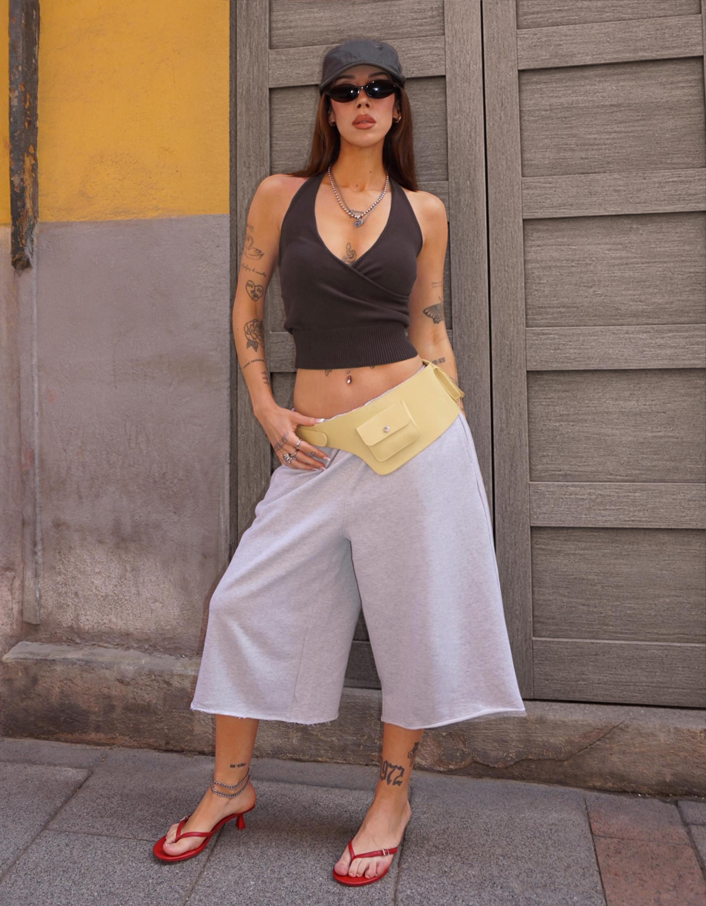Halter neck crossover top — Brown