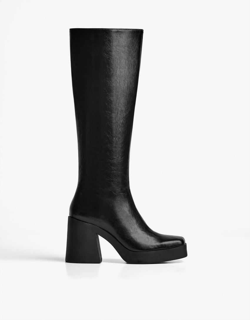 Botte à talon plateforme-Noir