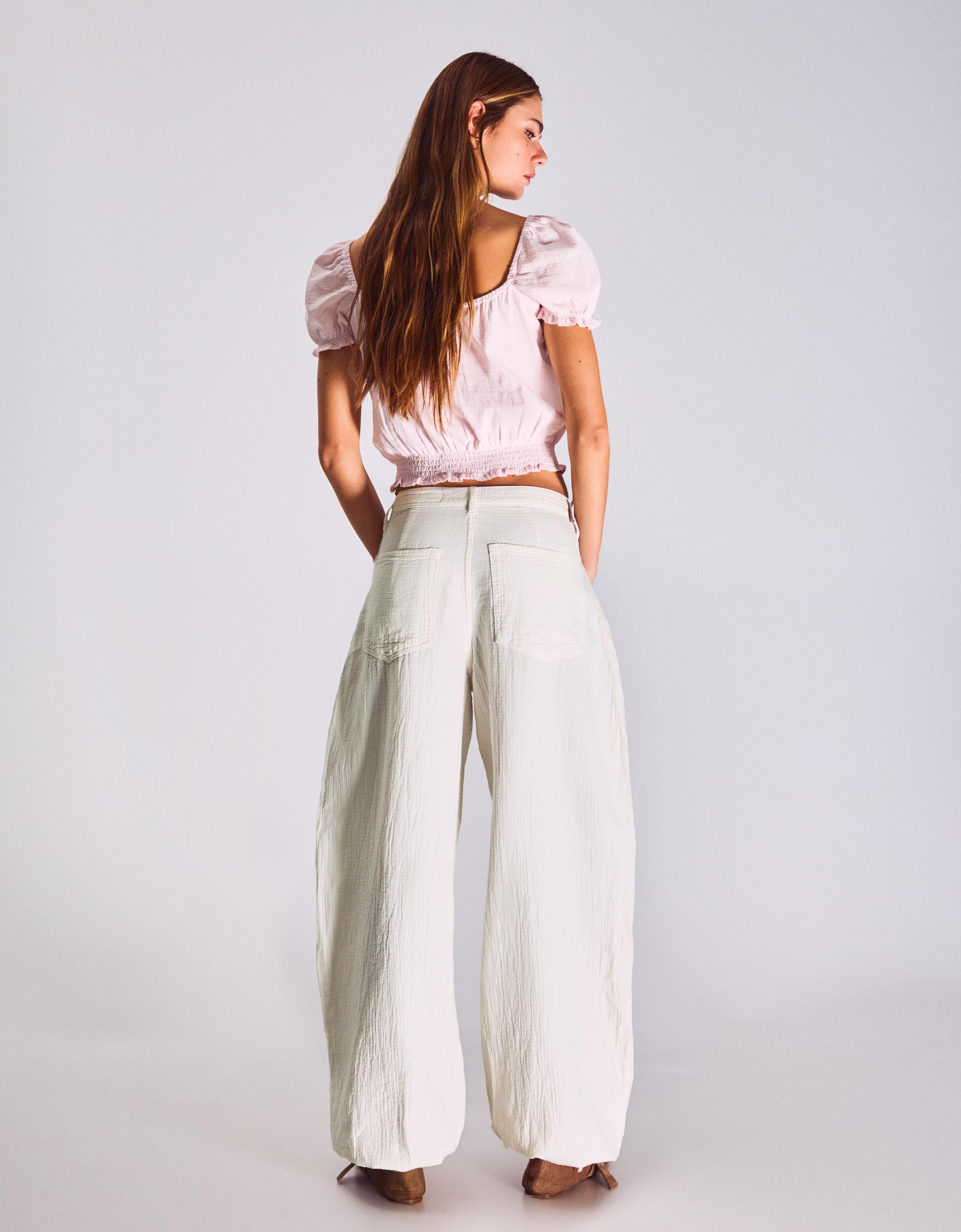 Düşük bel geniş paça balloon fit jean - Görsel 20