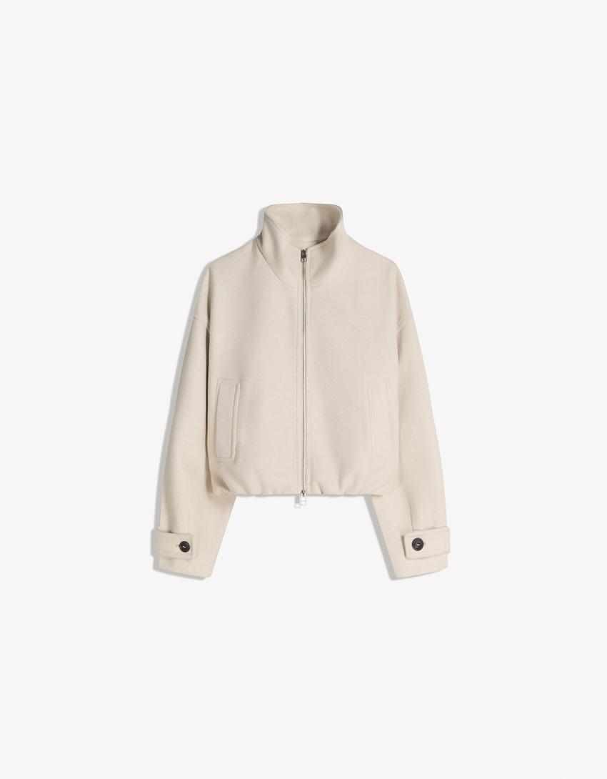 Blouson soft touch zippé-Sable