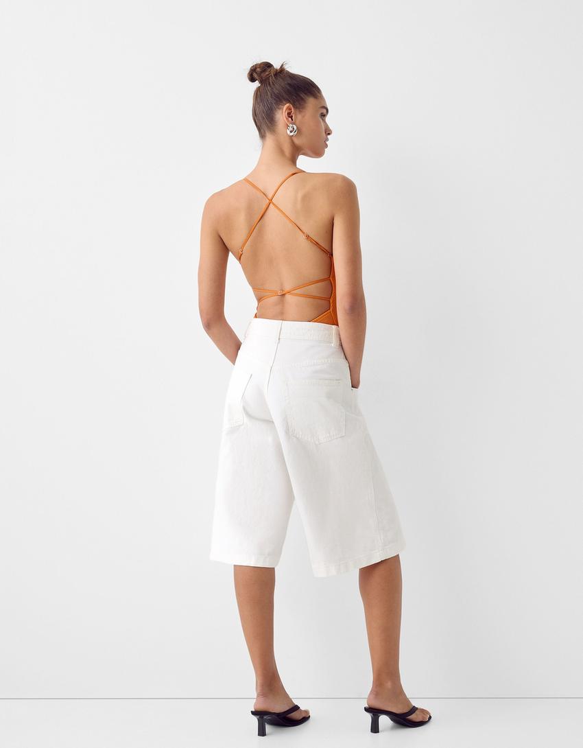 Jort bermuda baggy serge-Blanc cassé-2