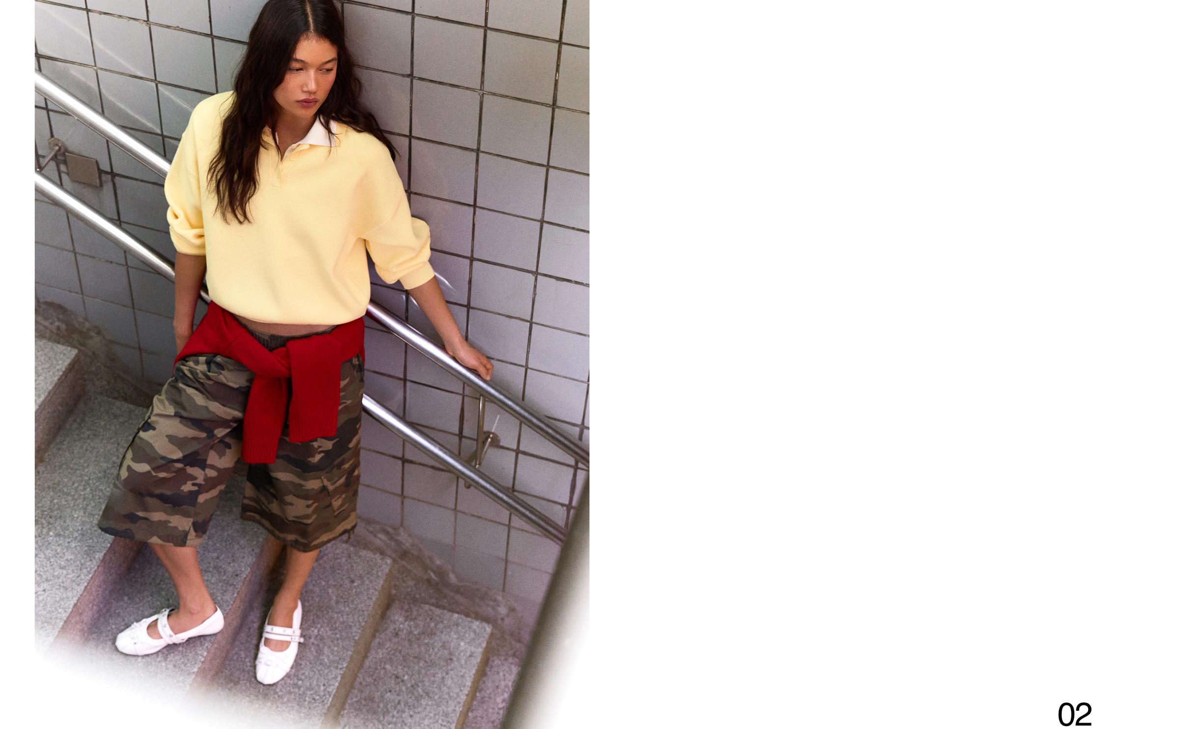 Oversize polo collar jumper — Yellow