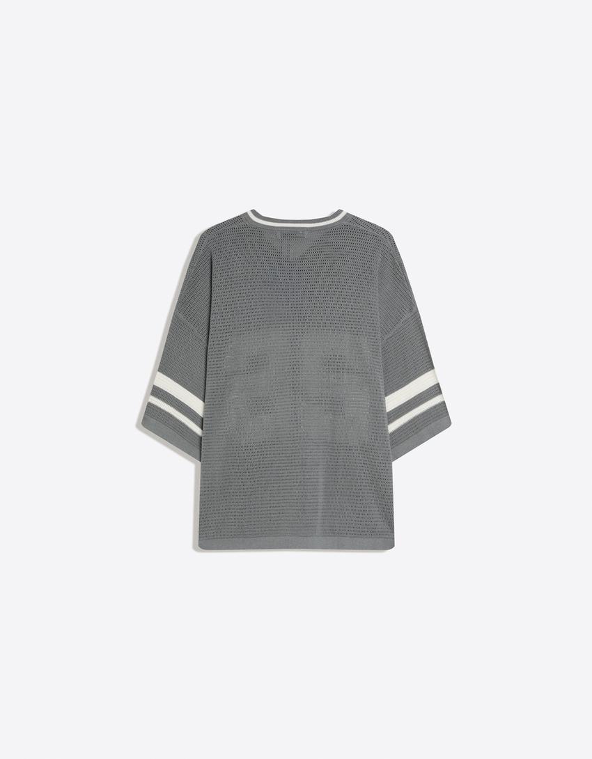 Short sleeve sport print T-shirt-Grey