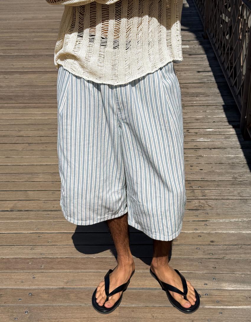 Parachute denim Bermuda shorts-Light blue