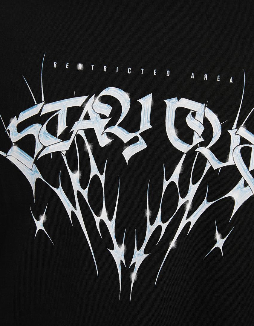 T-shirt manches courtes imprimé-Noir-6