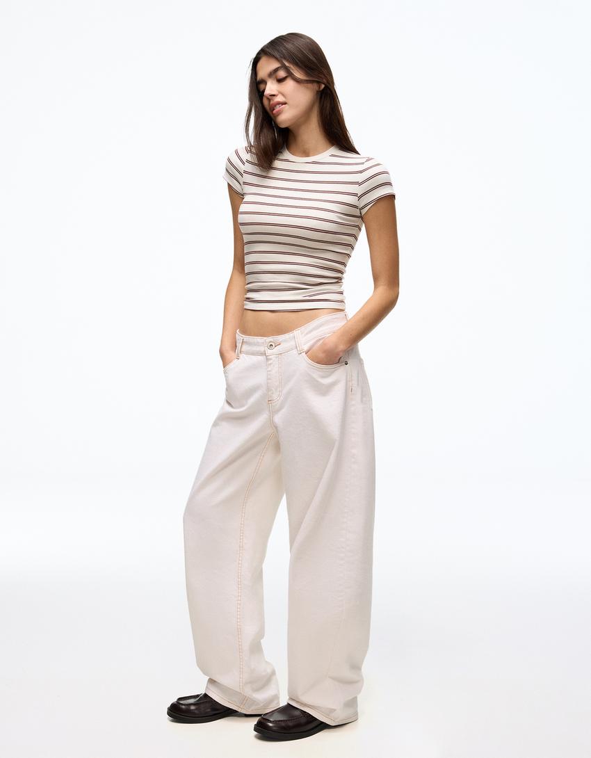 Short sleeve round neck T-shirt-White