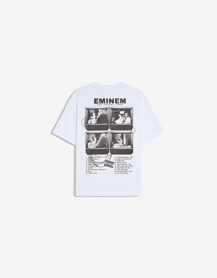 Футболка свободного кроя с принтом EMINEM-Белый