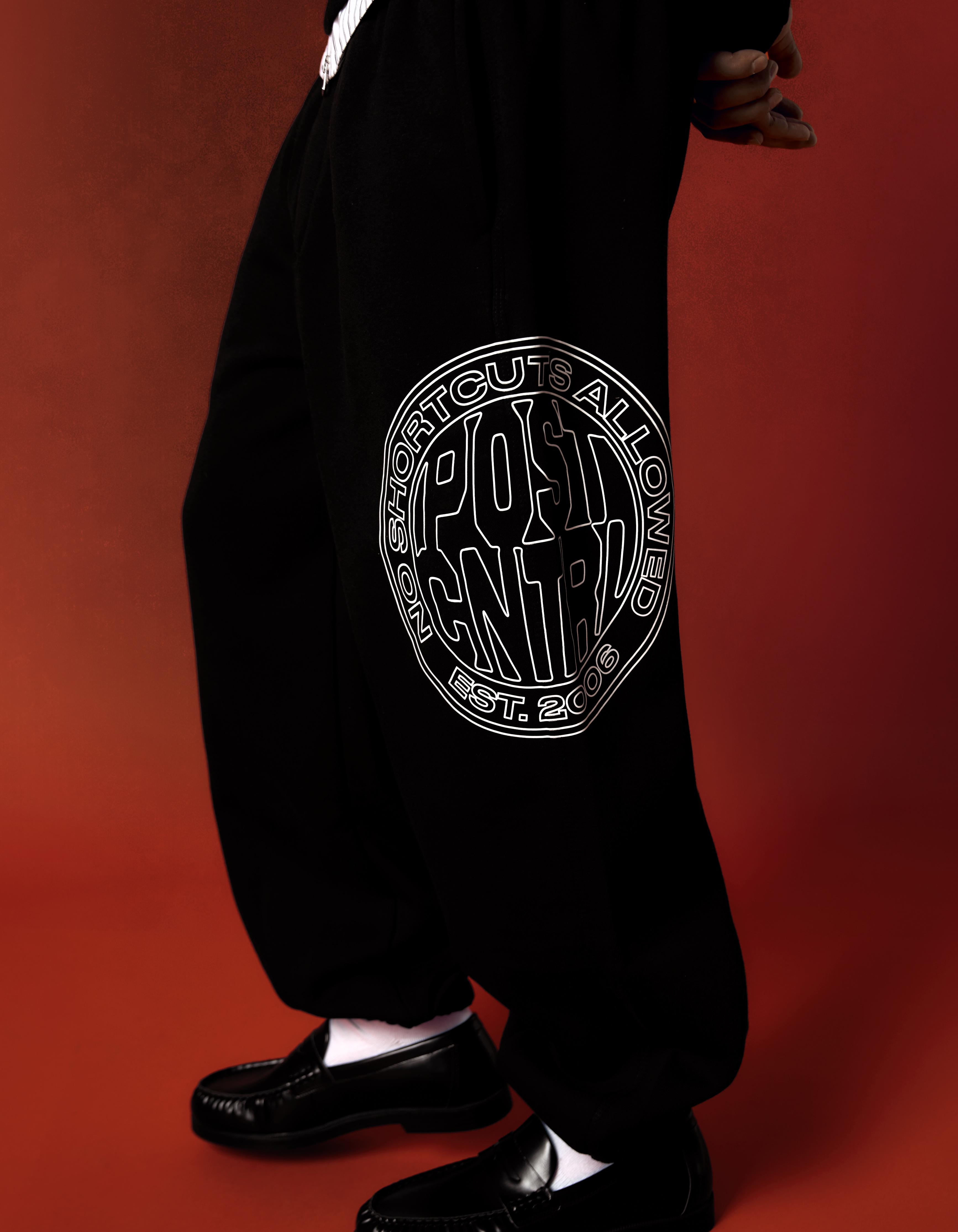 Side print joggers — Black