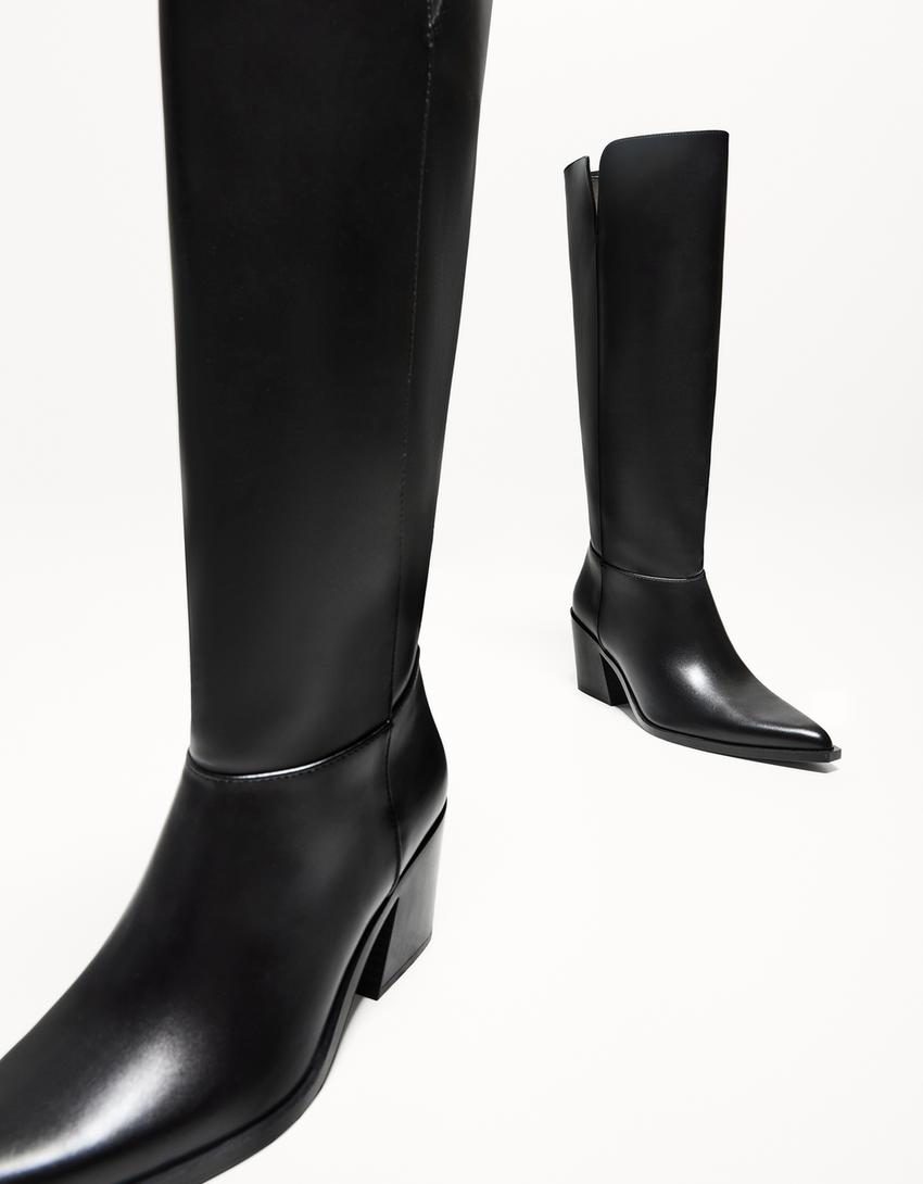 Absatzstiefel im Cowboylook-Schwarz