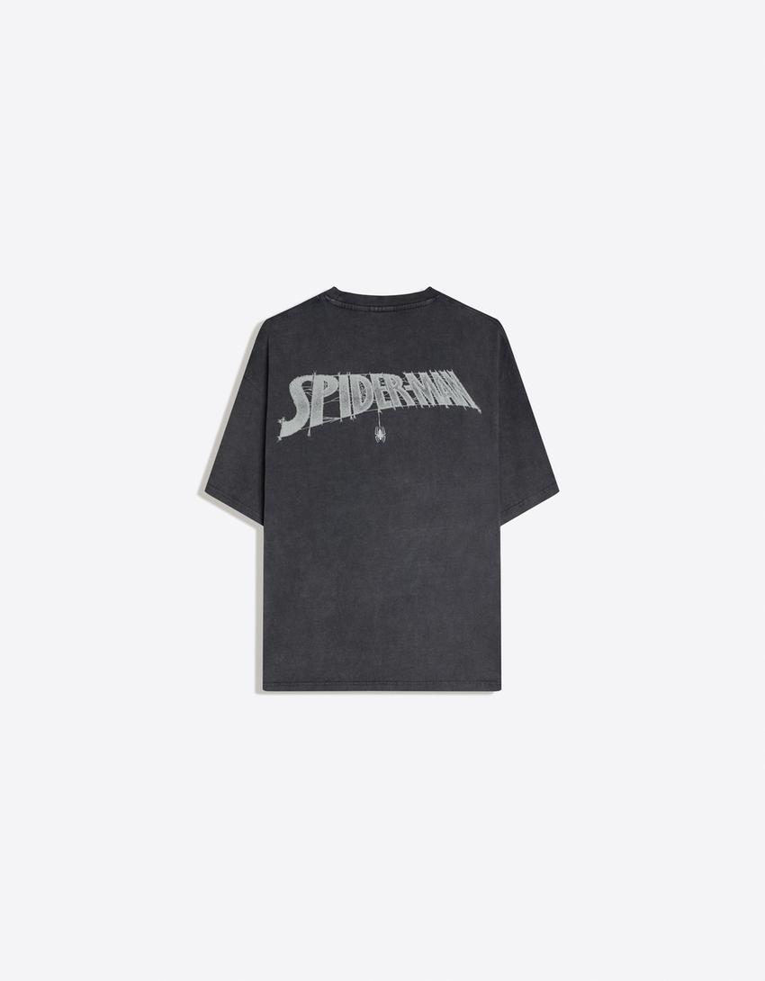 Spider-Man print short sleeve T-shirt-Grey