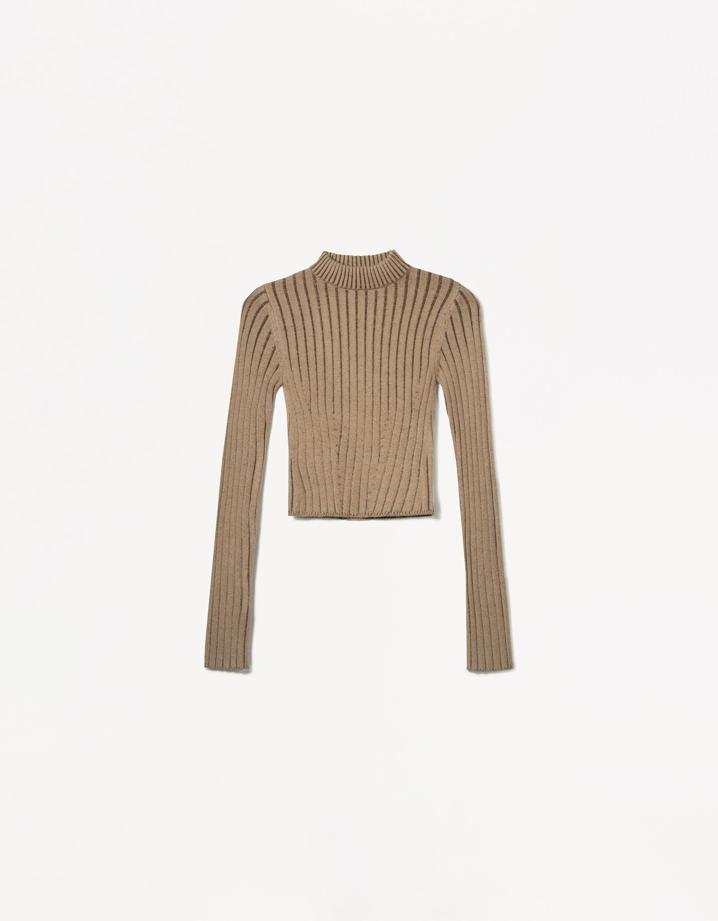 Bershka Rollkragenpullover Im Rippenstrick Damen M Braun günstig online kaufen