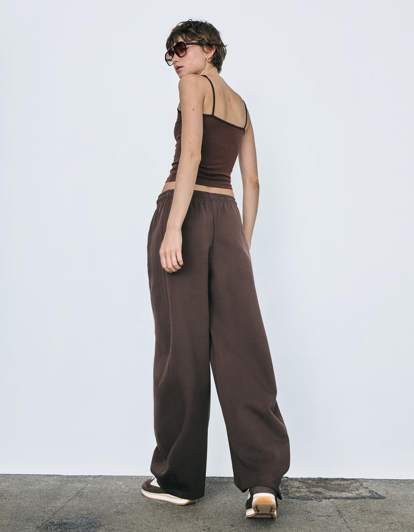 Plush barrel trousers-Brown