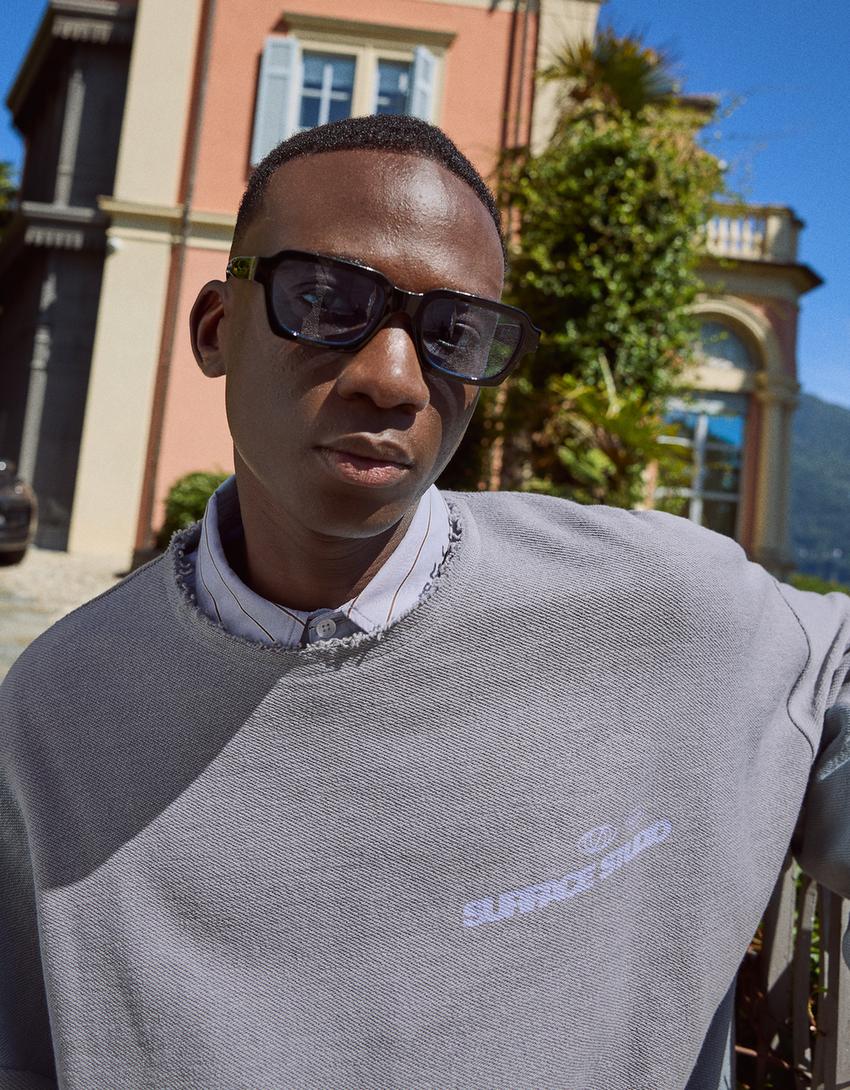 Printed sweater-Washed out blue