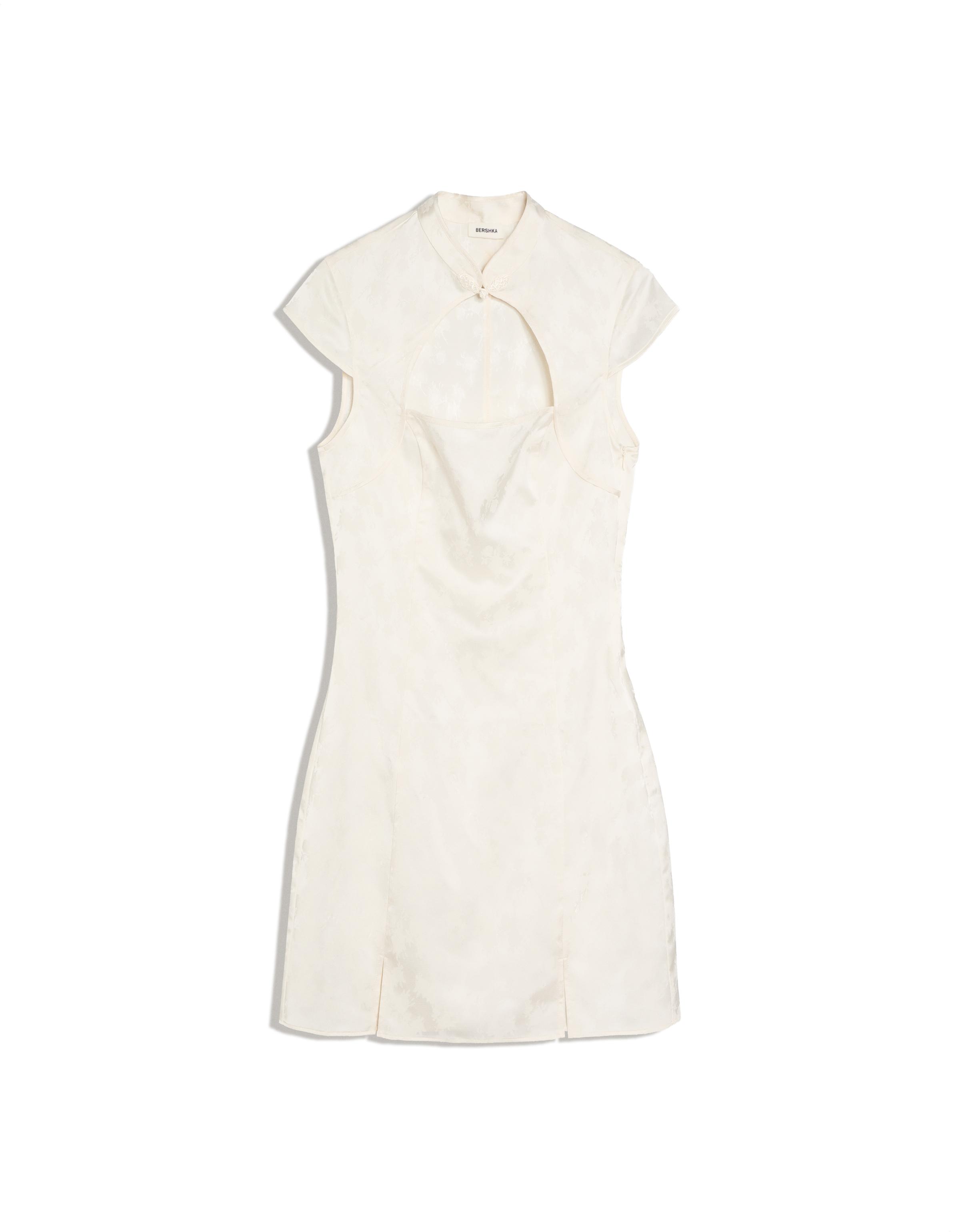 Mini sateen jacquard dress — White