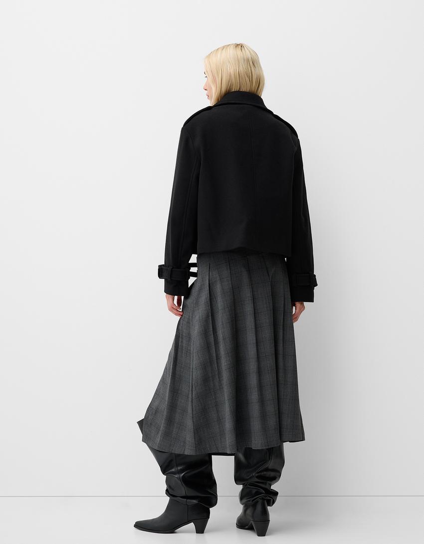 Korte zachte trenchcoat-Zwart