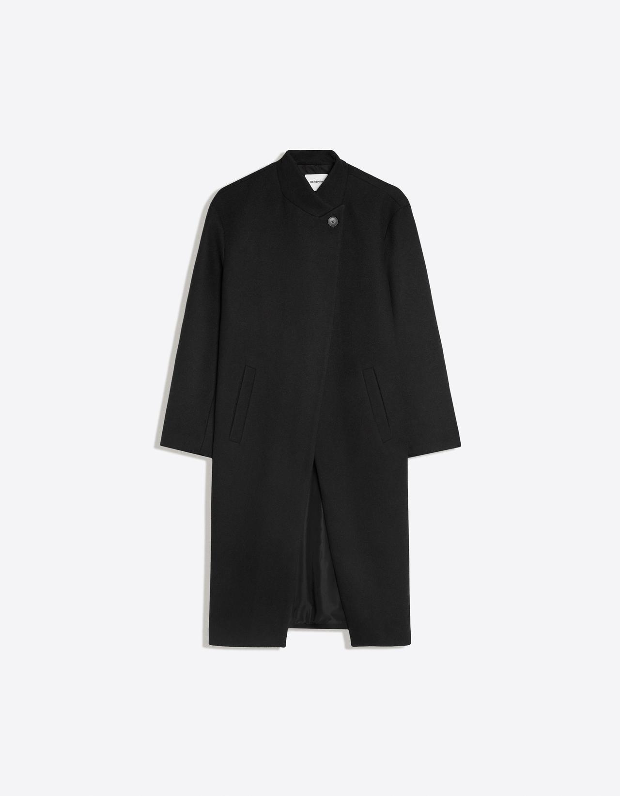 Wool-blend double-breasted coat — Black