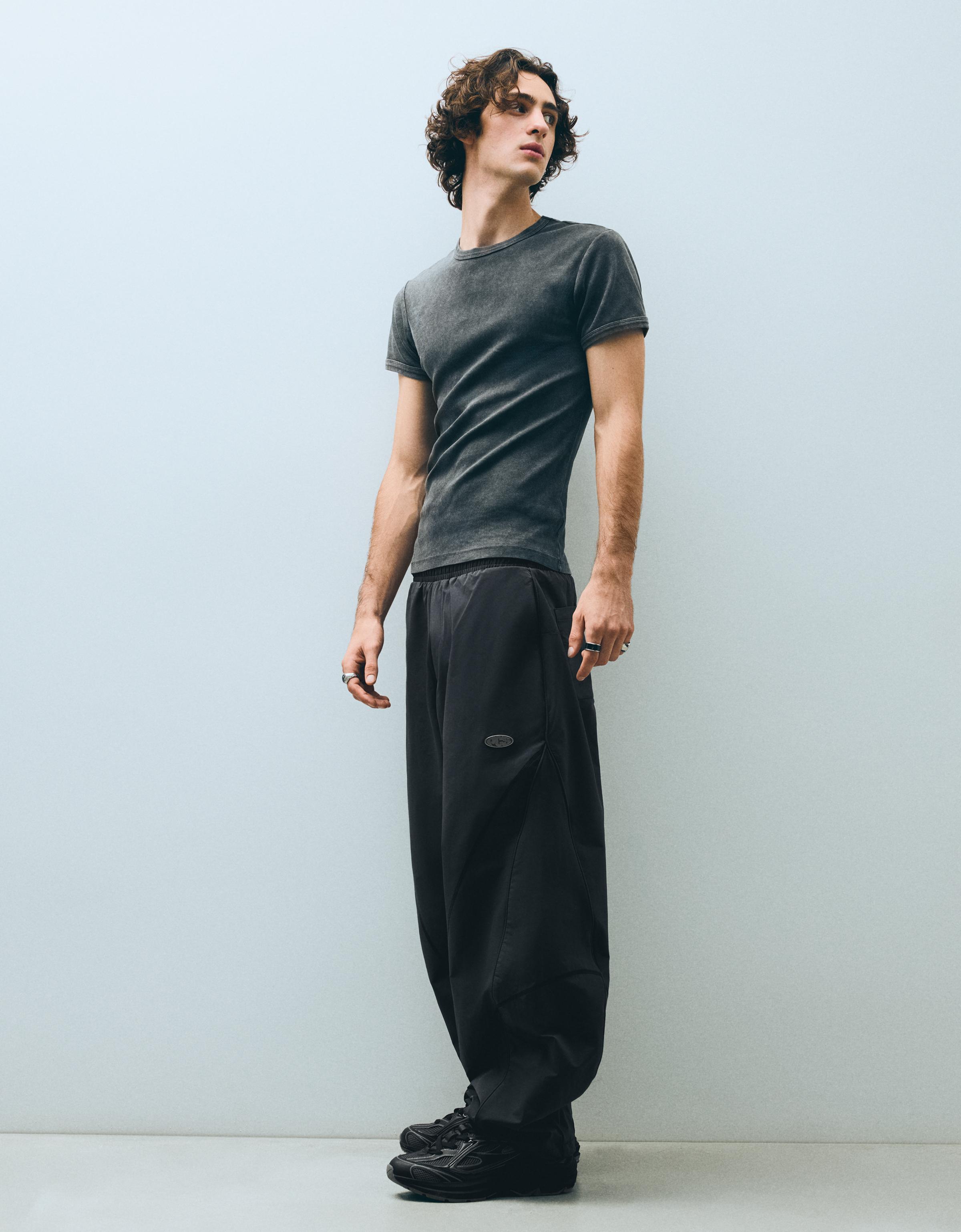 Technical barrel trousers — Dark blue