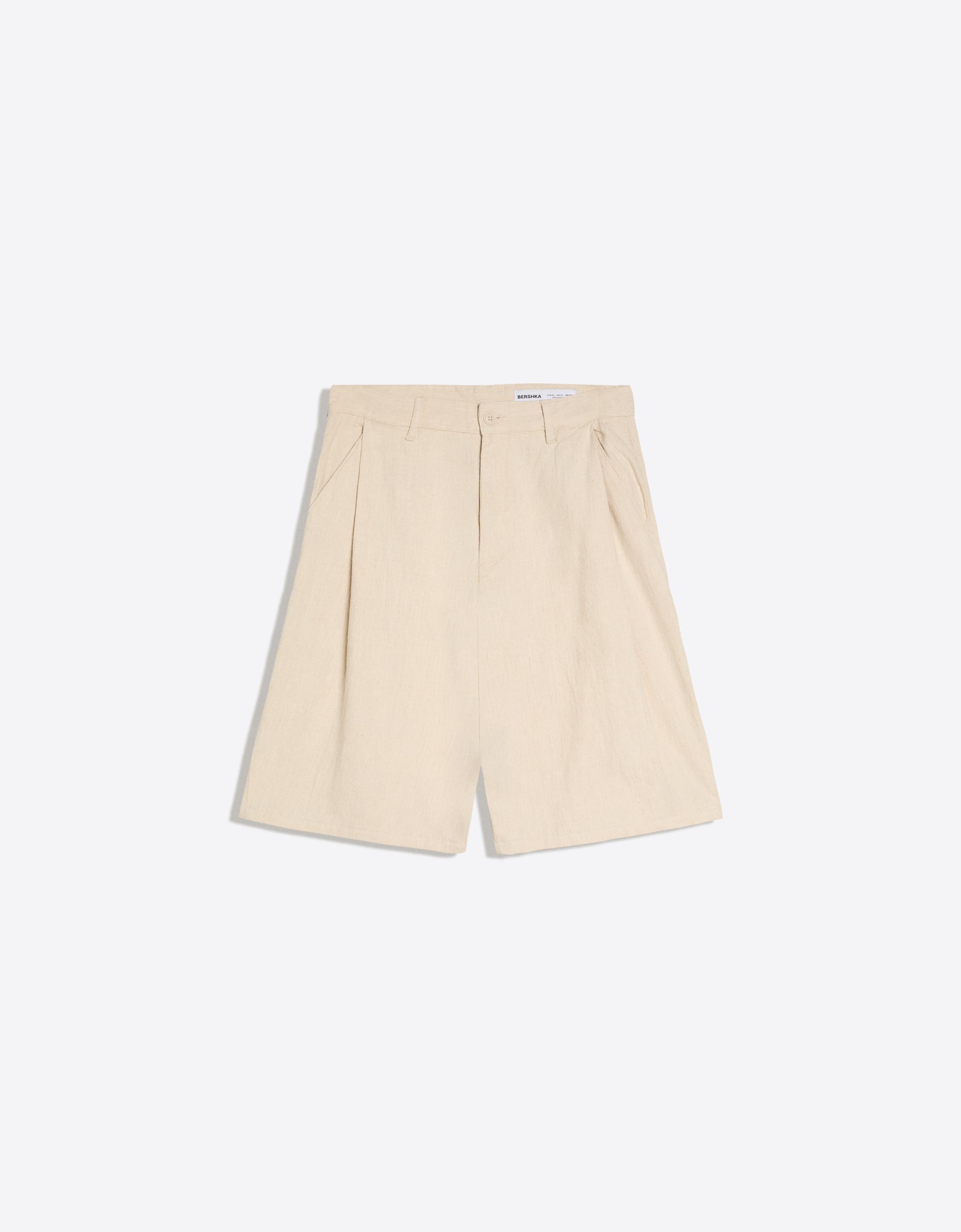 Bershka Ketenli super baggy fit bermuda