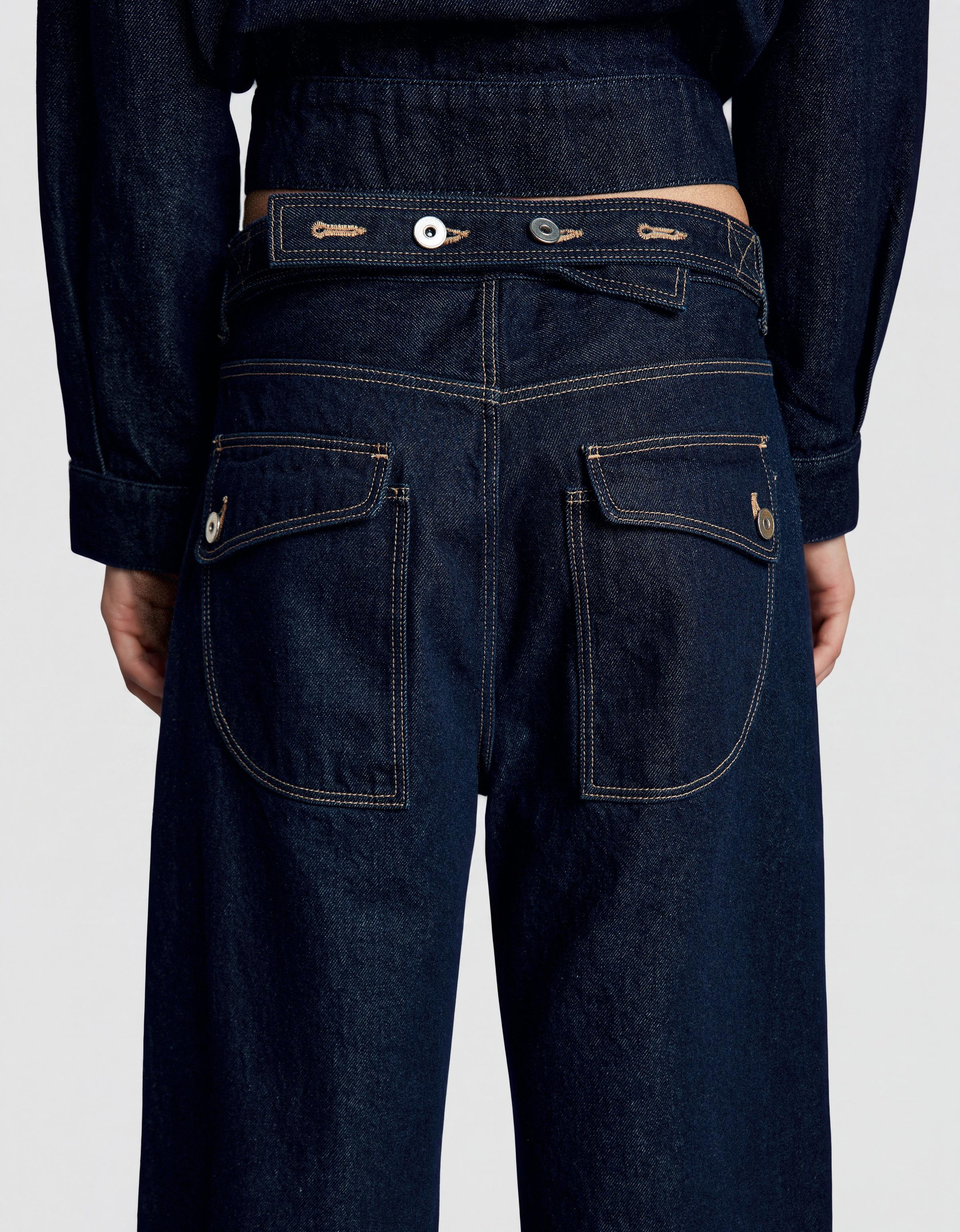 Ripped balloon fit jeans with back buckle — Navy