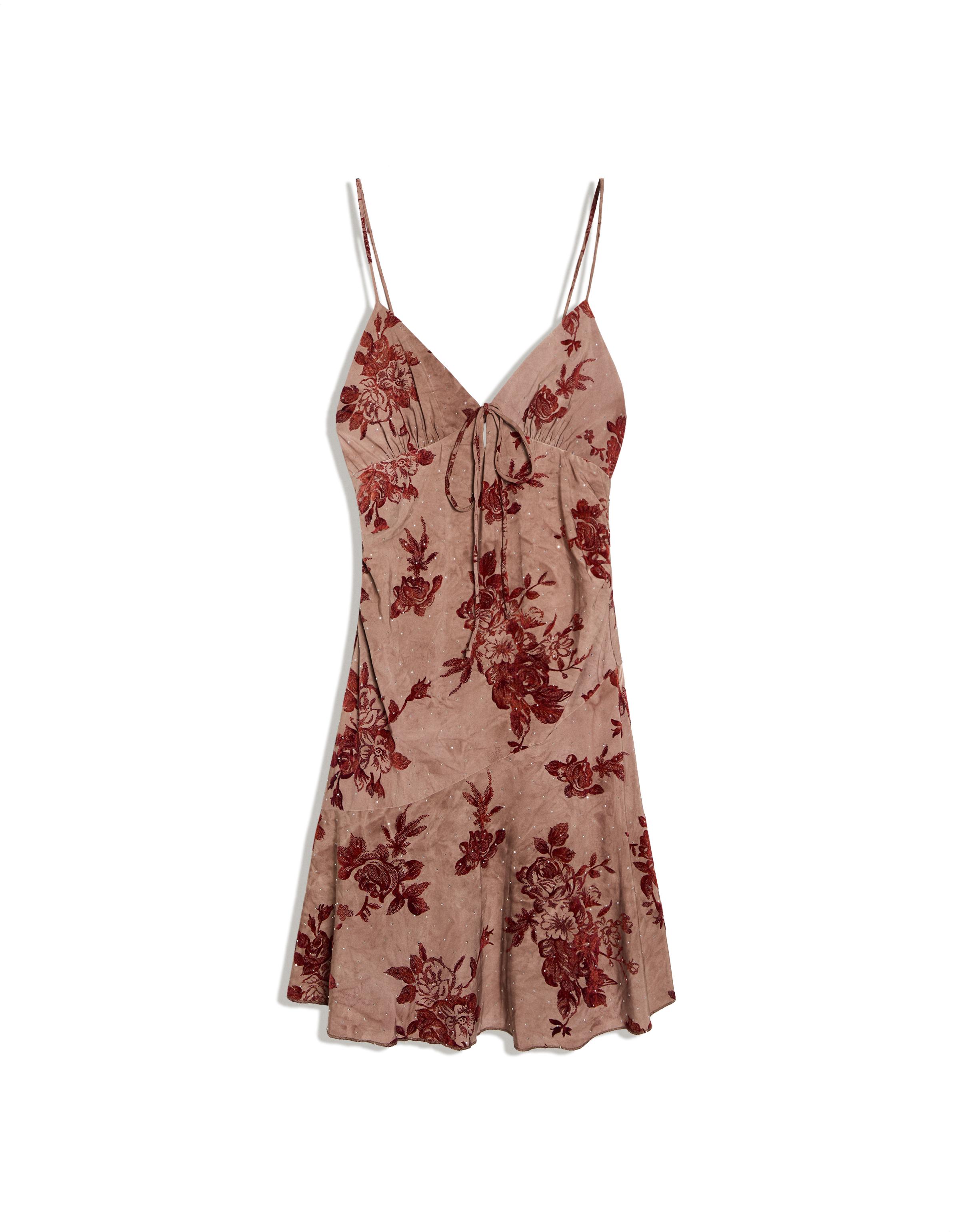 Printed strappy mini dress — Brown