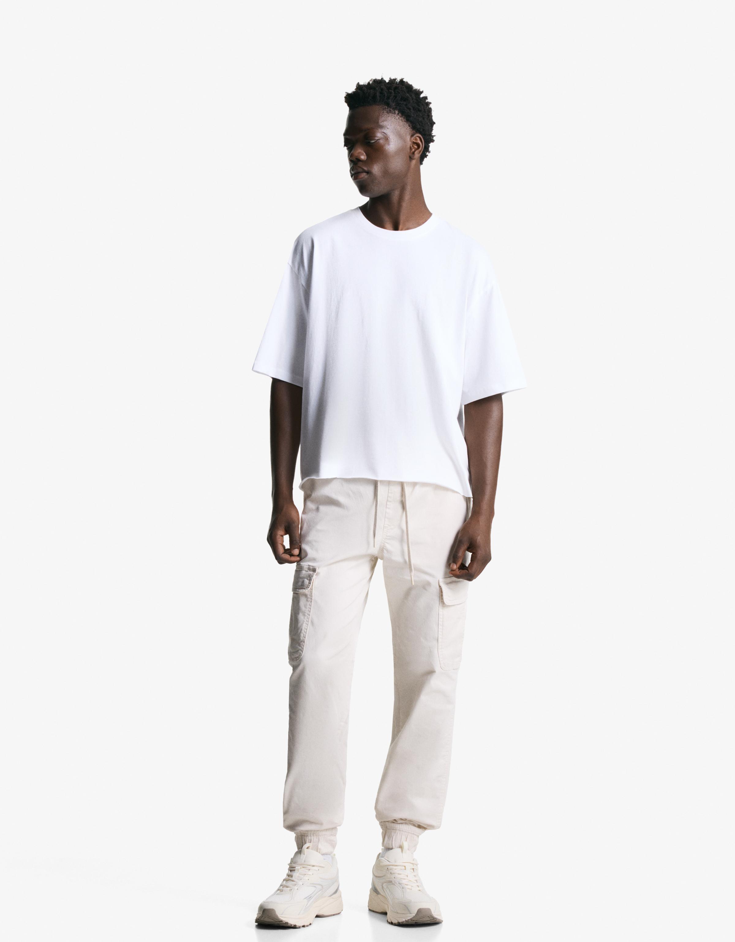 Bershka Cargo-Joggerhose Herren L Sandfarbe