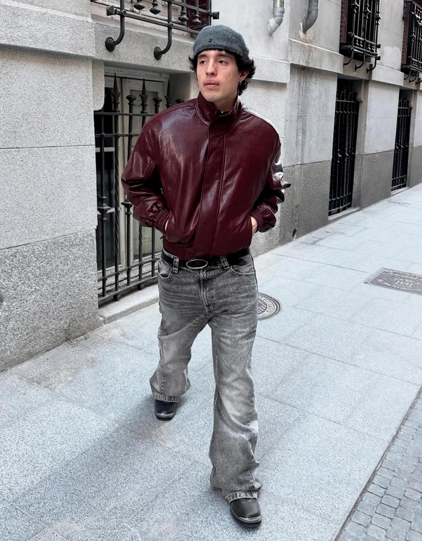 Jeans baggy boca de sino-Cinza-escuro