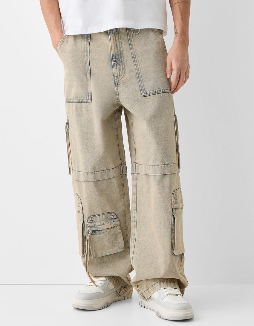 Jeans super baggy cargo-Azul lavado-1
