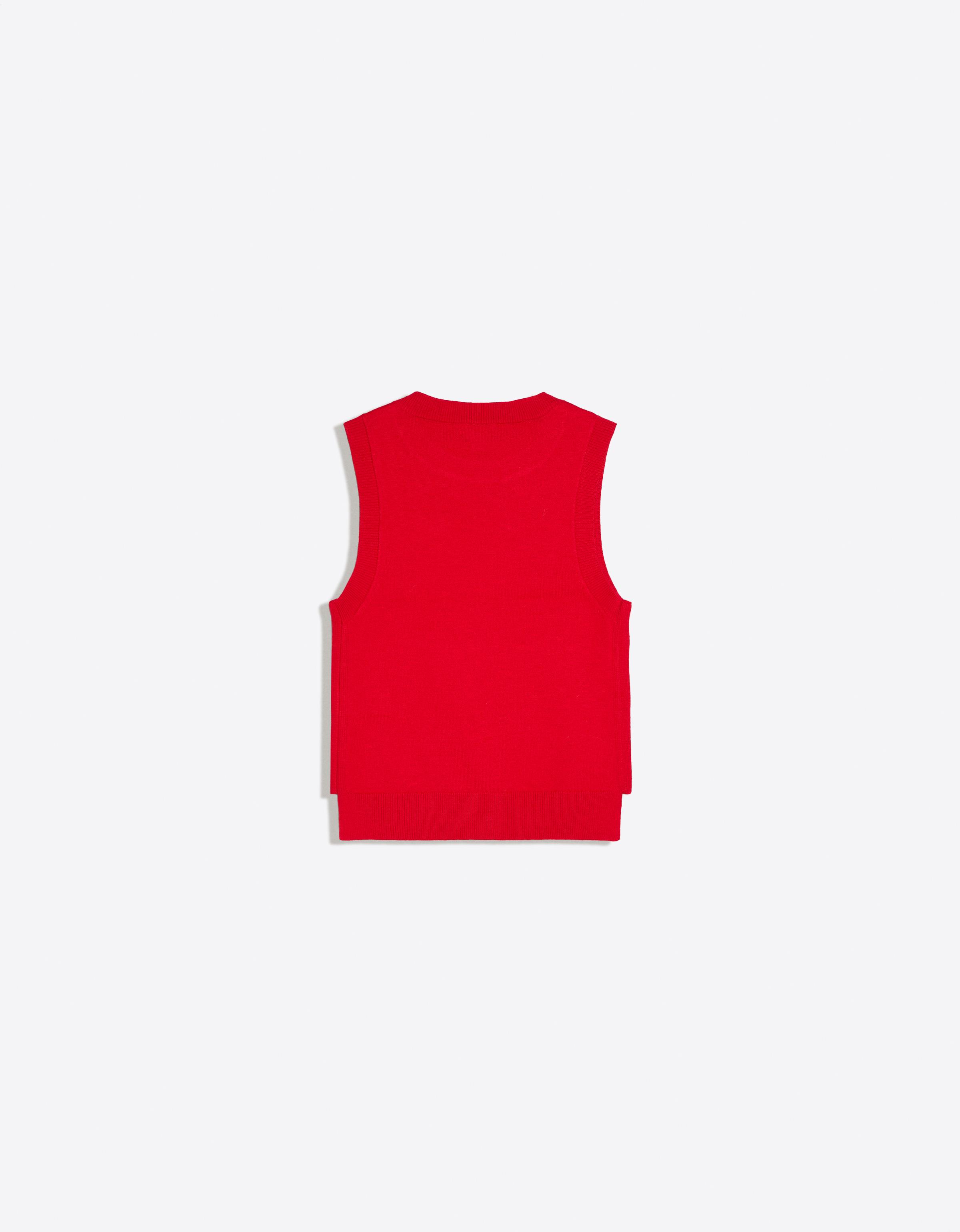 Sleeveless knit top — Red