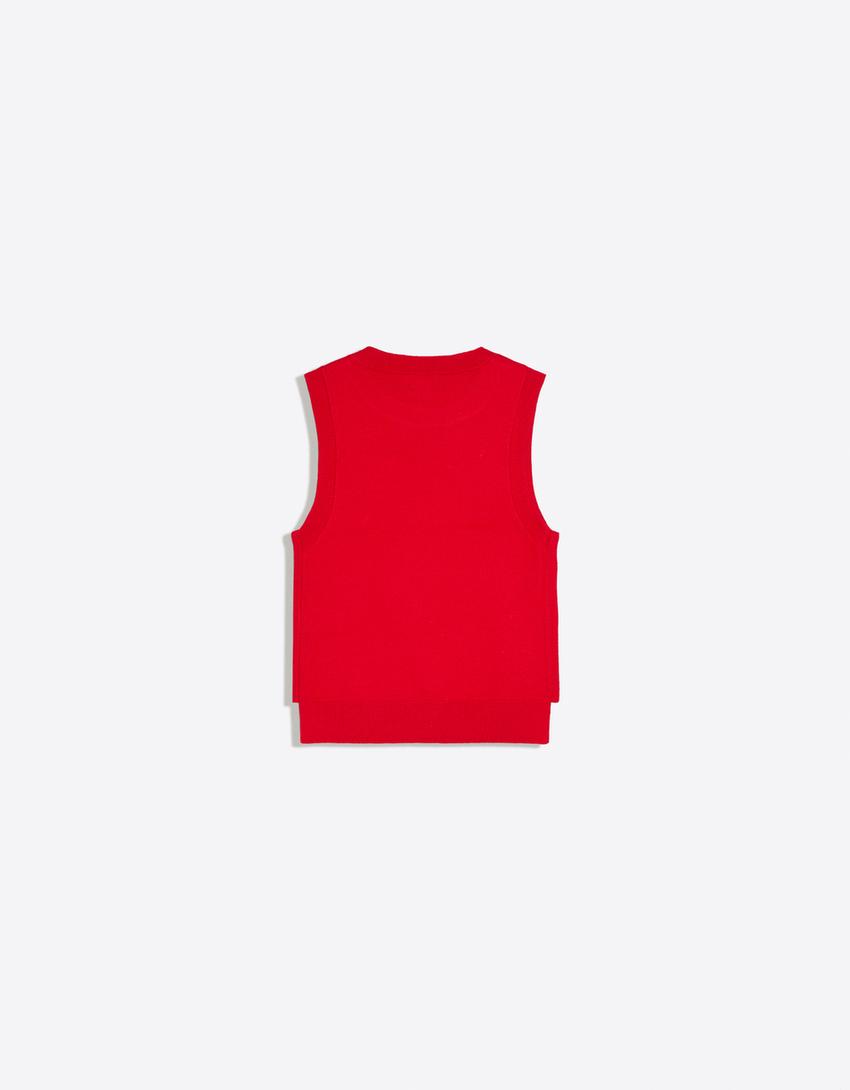 Ärmelloses Stricktop-Rot
