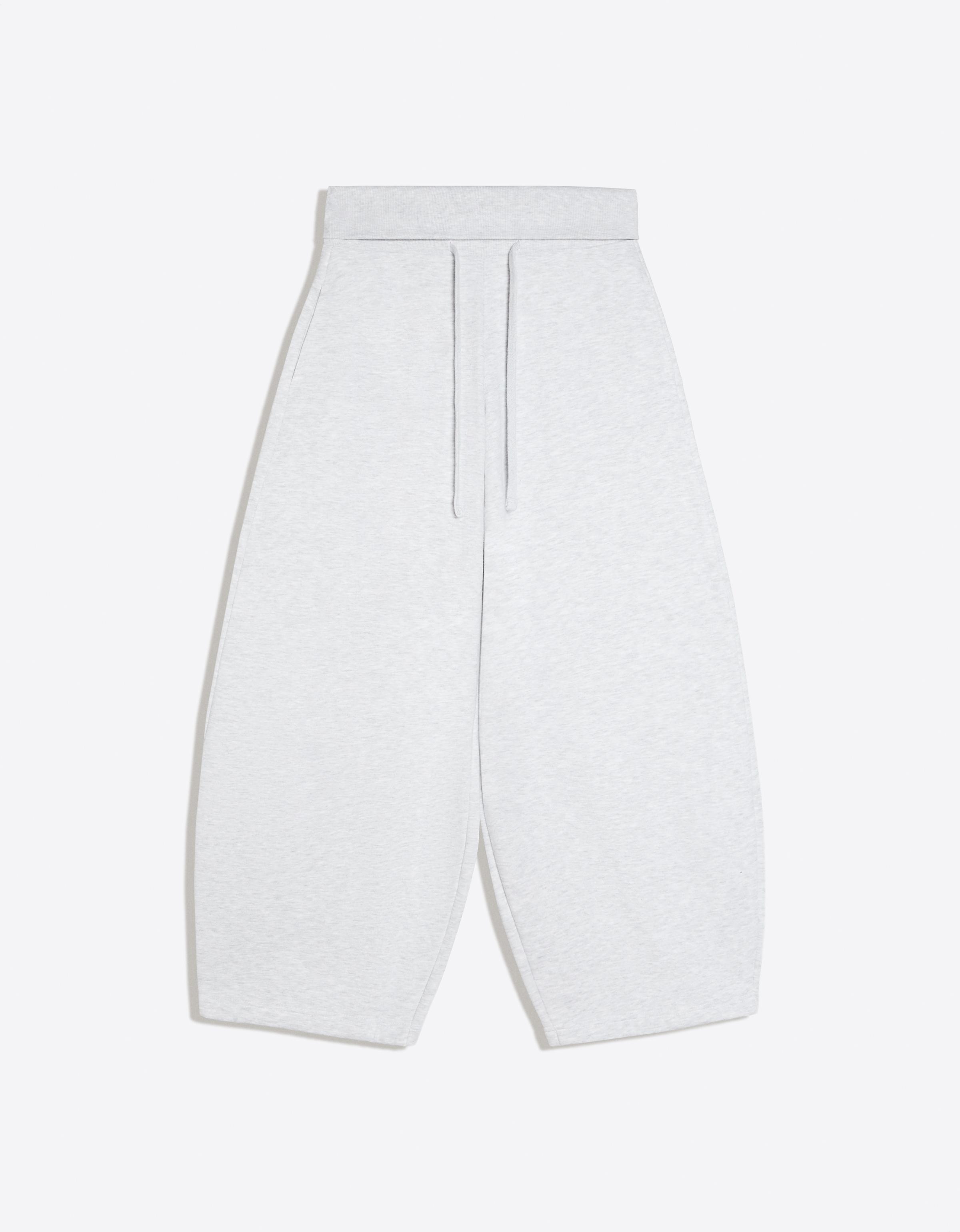 Barrel-leg jersey trousers with fold-over waist — Grey