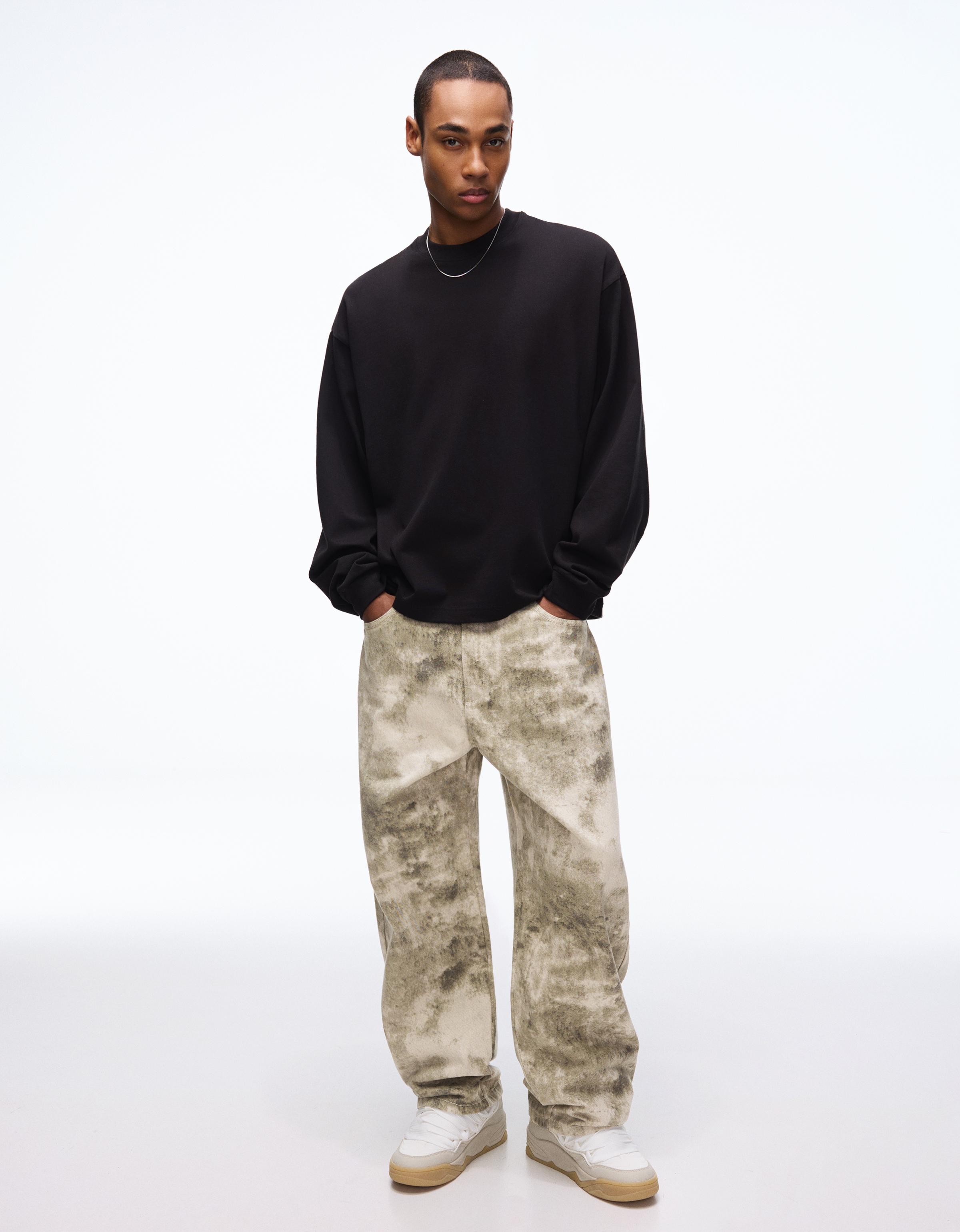 Baskılı super baggy fit pantolon - Görsel 19