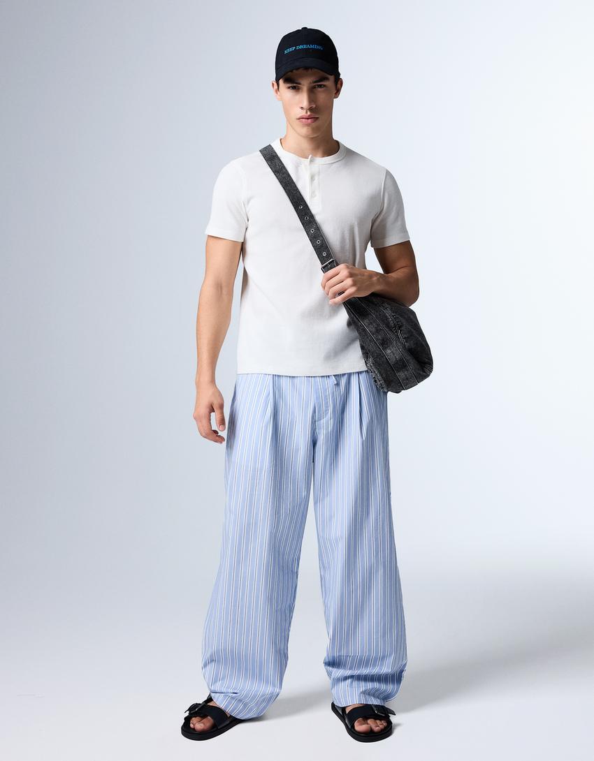 מכנסי Super baggy עם פסים-כחול