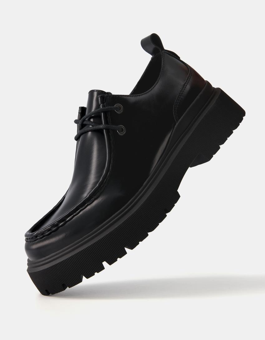 Chaussures plates à lacets-Noir-2