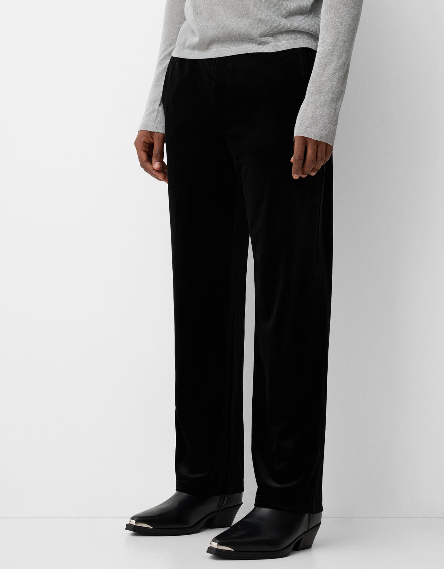 Uomo Nera Tuta Uomo In Velluto Bershka Pantaloni Baggy Tuta In