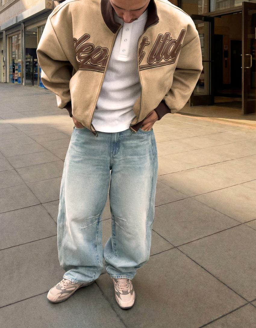 Faux suede jacket-Beige