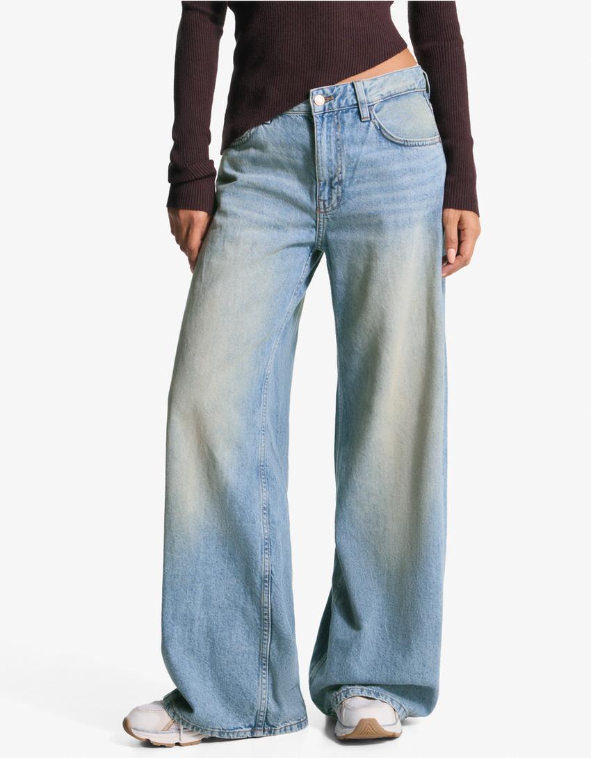 Wide-leg jeans-Washed out blue
