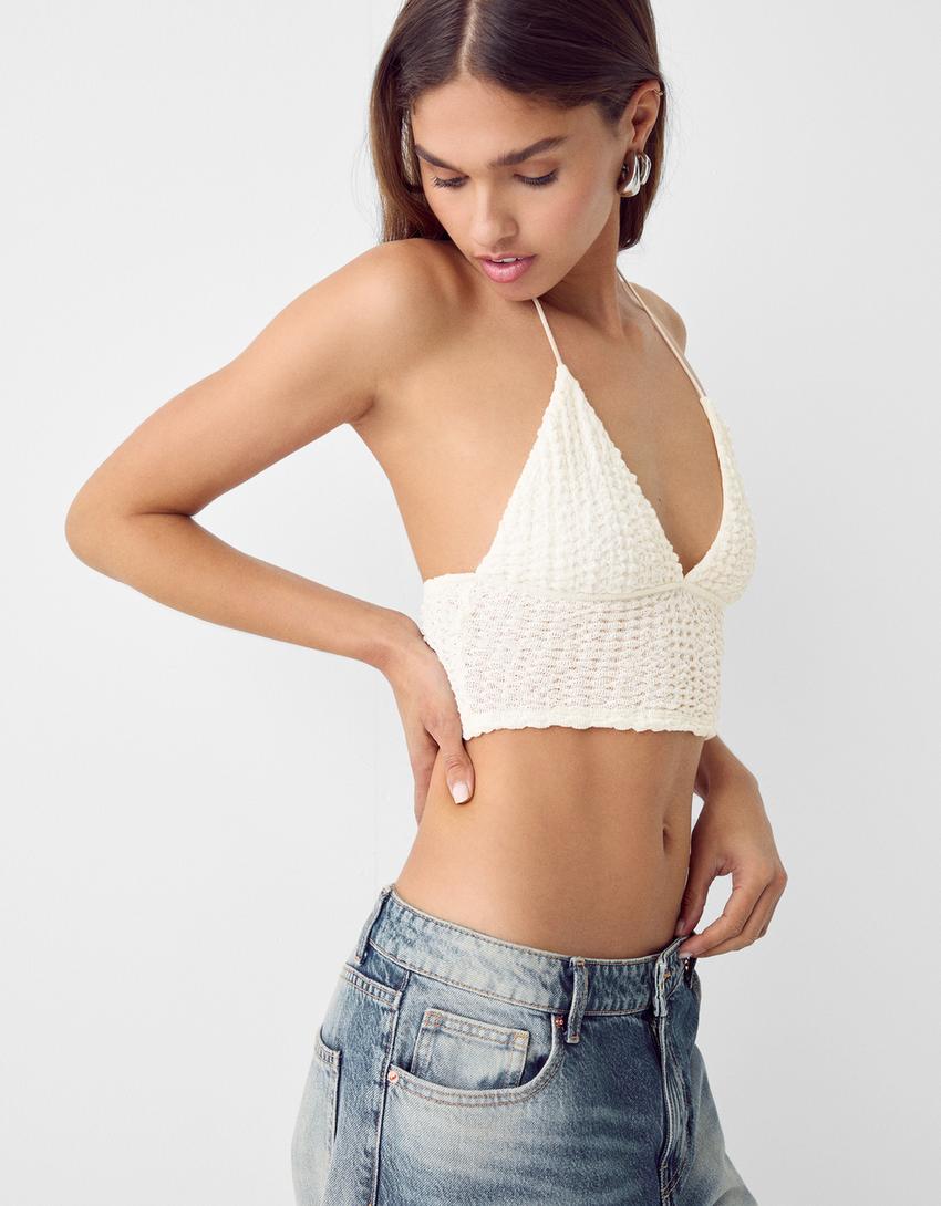 Rustic halterneck top-Off white-2