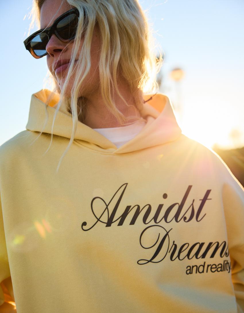 Hoodie met print-Geel