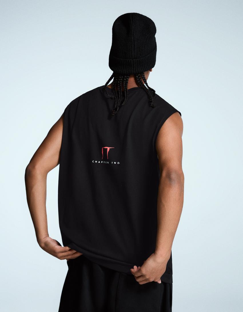 Camiseta IT sin mangas  print-Negro