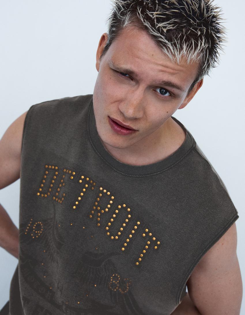 T-shirt workwear imprimé-Gris