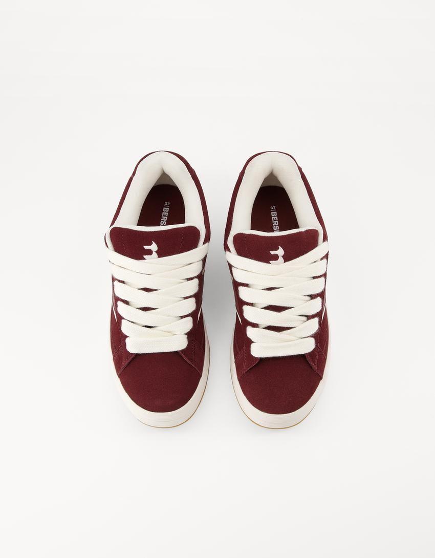 LEATHER skater sneakers-Maroon-4