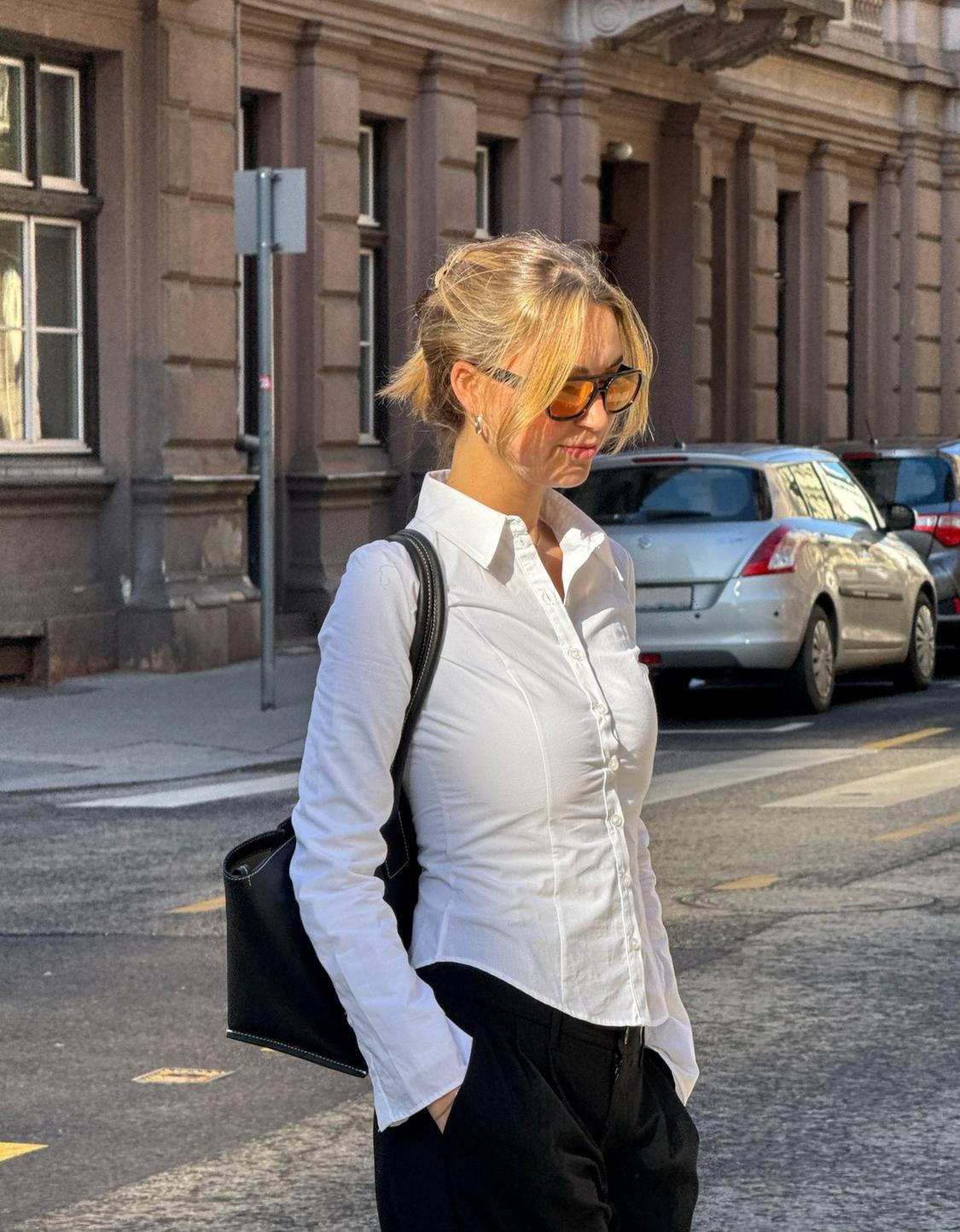 Camisa justa manga flare