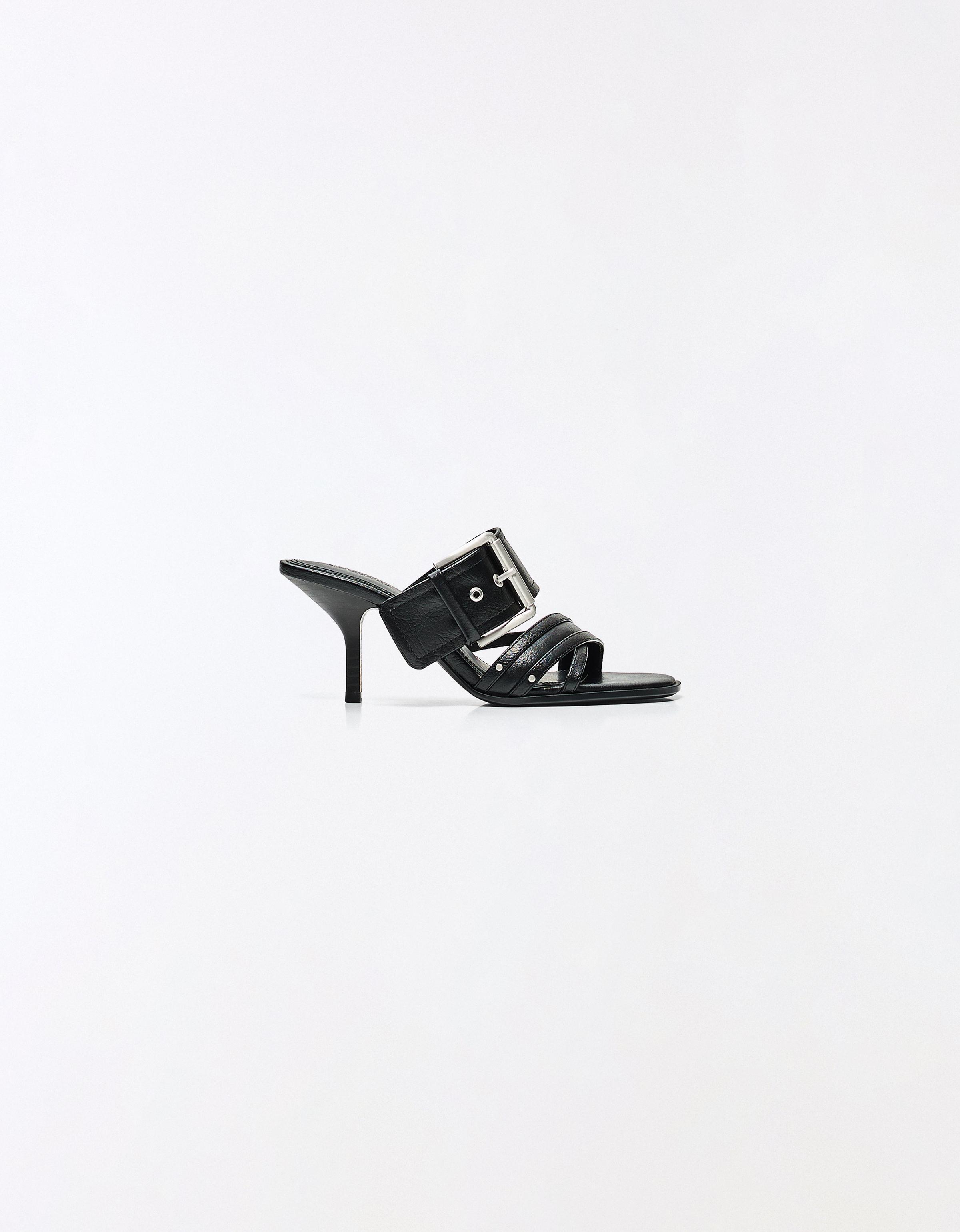 Buckled mule sandals — BLACK