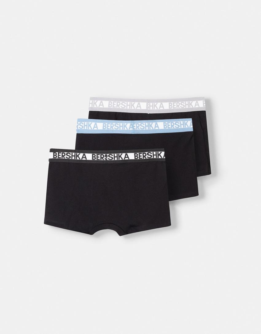 Pack 3 boxers cintura larga estampado-Preto