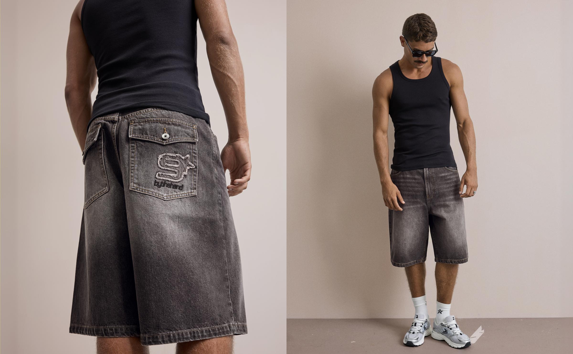 İşlemeli denim bermuda - Görsel 18