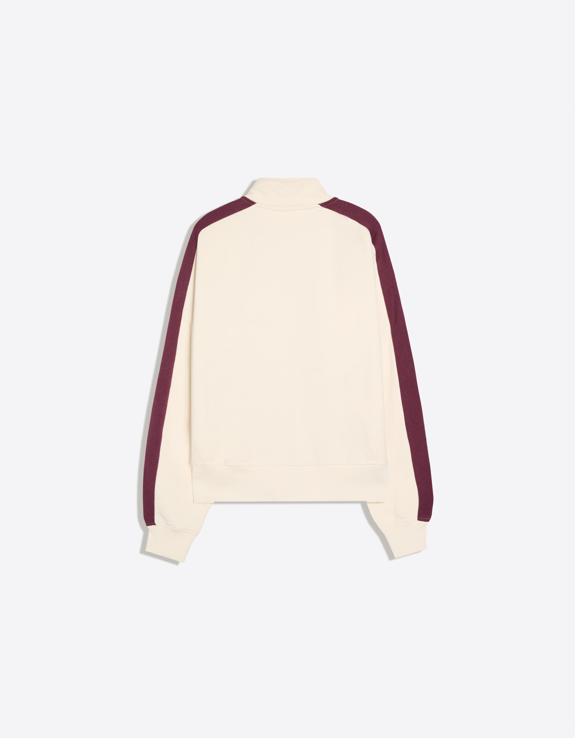 Plush zip-up sweatshirt with patch — Cream