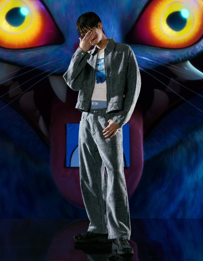 T-shirt KPop Demon Hunters Derpy à manches courtes imprimées courtes-Bleu