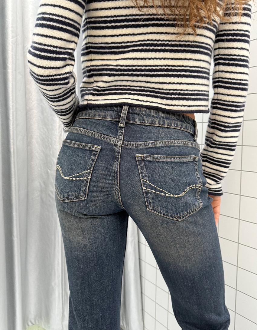 Low-rise boot-cut jeans-Blue