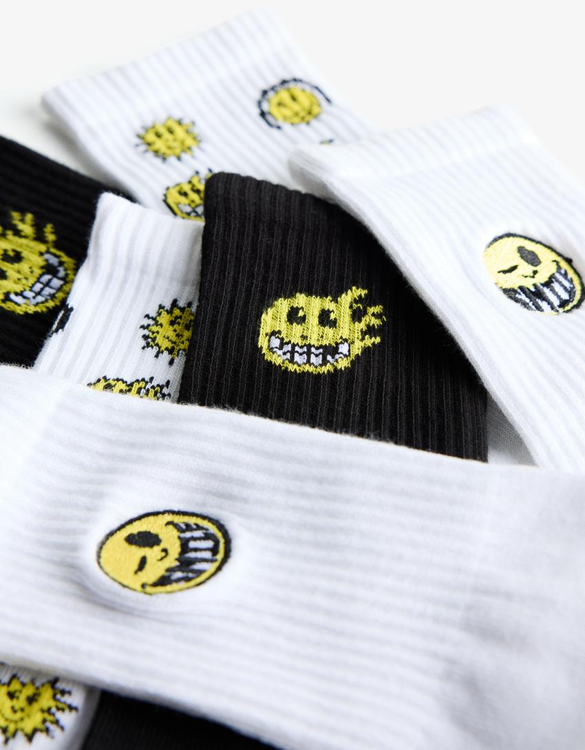 Lot de 3 paires de chaussettes imprimées-Blanc