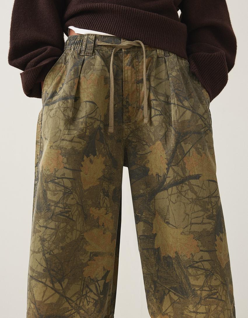 Pantalon cargo parachute-Vert